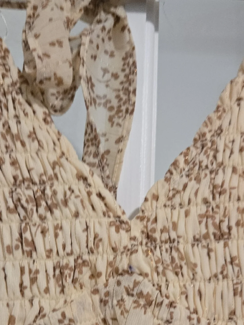 NWT Sienna Sky Cream Floral Smocked V-Neck Midi Dress - Picture 7 of 9